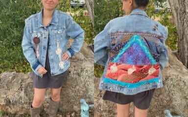 Girl wearing a denim jacket