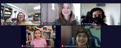 Teacher and students having a session on zoom